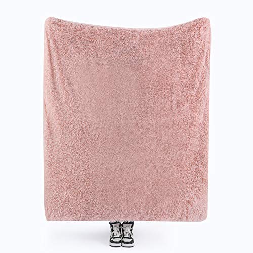 HORIMOTE HOME Faux Fur Pink Fluffy Throw Blanket- Luxury Shaggy Warm Fuzzy Fluffy Elegant Long Hair Washable Decoration Blanket for Sofa Couch and Bed, Pink 127x152cm