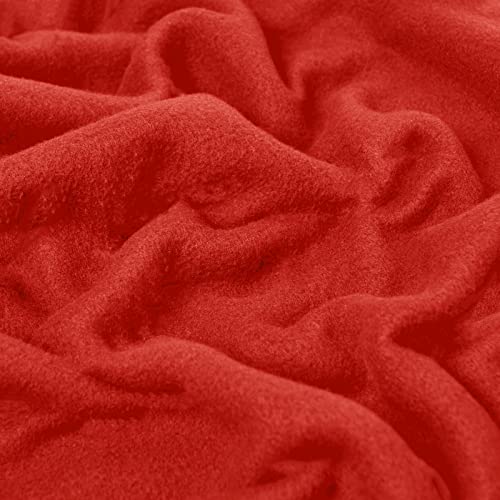 Dreamscene Extra Large Warm Polar Fleece Throw Over Soft Sofa Bed Blanket Bedspread, Plain Red - 200 x 240 cm