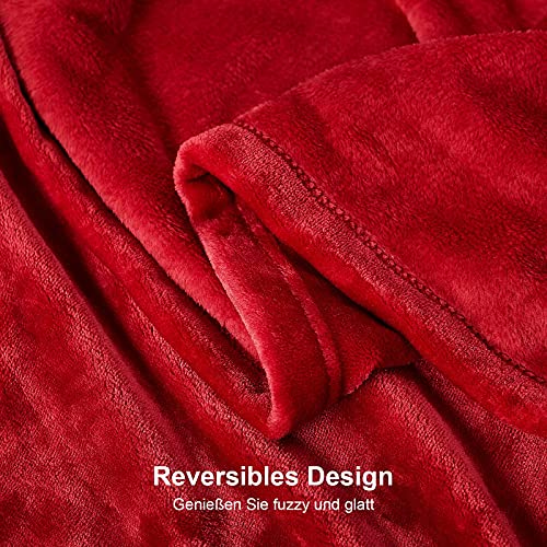 EHEYCIGA Fleece Blanket Red Throws for Sofas Large Fluffy Warm Soft Blanket for Bed Settees Armchairs, Fit All Season, Queen, 220x240cm