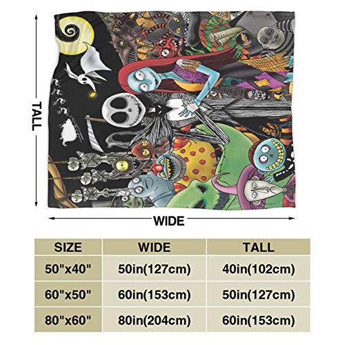 Nightmare Before Christmas Blanket Soft Jack Skellington & Sally Throw Blankets for Couch Bed Living Room Sofa 80" X60