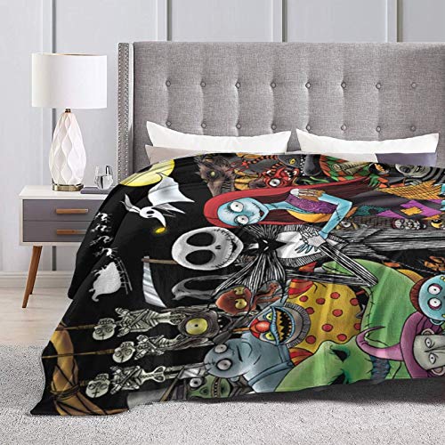 Nightmare Before Christmas Blanket Soft Jack Skellington & Sally Throw Blankets for Couch Bed Living Room Sofa 80" X60