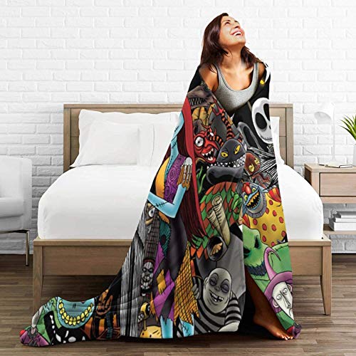 Nightmare Before Christmas Blanket Soft Jack Skellington & Sally Throw Blankets for Couch Bed Living Room Sofa 80" X60