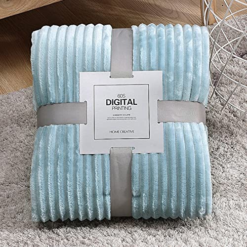 Sherpa Fleece Fluffy Blanket Soft Hugging Blanket Warm Throws for Sofa Large Plush Stripe Lightweight Beds Throws Couch Luxurious Textured Christmas Throws Baby Bedroom Accessories (Blue, 70X100cm)