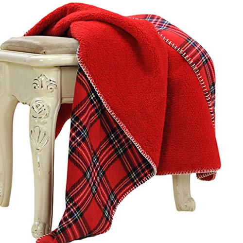Beskie Fleece Throw Blanket for Sofa Couch Bed Travel | Red Black Tartan Plaid Pattern Check Home Decor Decorative Throw Blankets | Warm Cozy Christmas Blanket | 51" x 63"