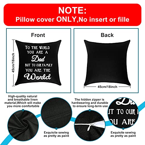 Father's Day to My Dad Gifts Farmhouse Cushion Cover Pillow Covers Christmas Birthday Gifts for Dad from Daughter Son Daddy Gift Decorative Square Pillow Case Pillowcase for Sofa Bedroom 18" x 18"