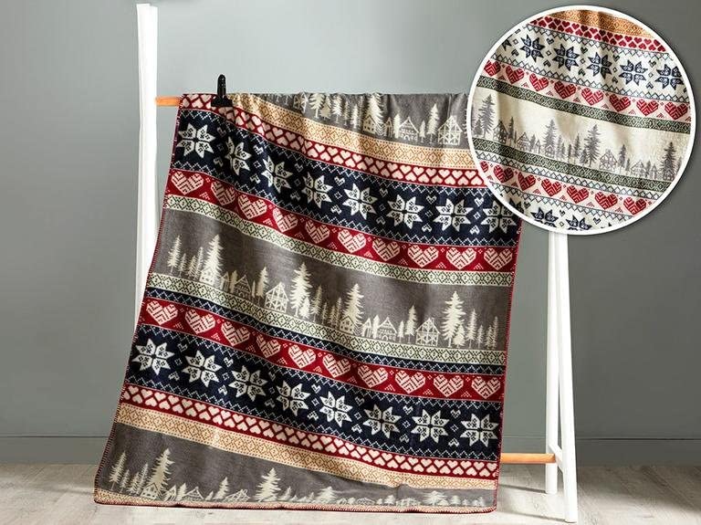 English Home Throw Blanket, Warm Cozy Decorative Thick Fleece Blanket, Reversible Navy Grey Throws for Sofas, Couch, Bed for Christmas 51" 66" inch, 130x170 cm, Argyle