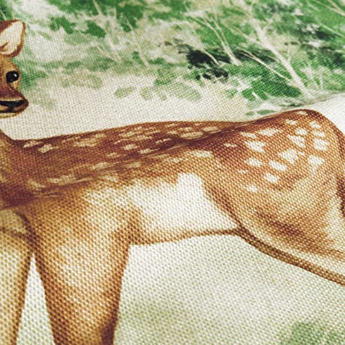 Bonhause Forest Animals Cushion Covers 45 x 45 cm Deer Fox Rabbit Bear Decorative Throw Pillow Covers Polyester Linen Pillowcases for Couch Kids Baby Nursery Room Decor Set of 4