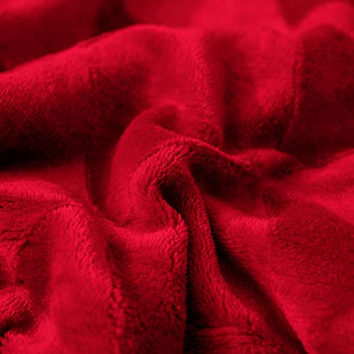 Exclusivo Mezcla 127x178CM Large Throw Blanket, Reversible Brushed Flannel Fleece& Plush Sherpa Blanket(Red)- Decorative, Lightweight, Soft and Warm