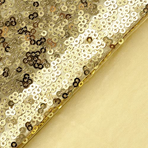 PiccoCasa Pack of 2 Sequin Glitzy Cushion Covers, Shiny Satin Solid Pillow Covers 45x45cm/18x18 in for Christmas Wedding Party Decoration - Gold Throw Cushion Covers with Zipper