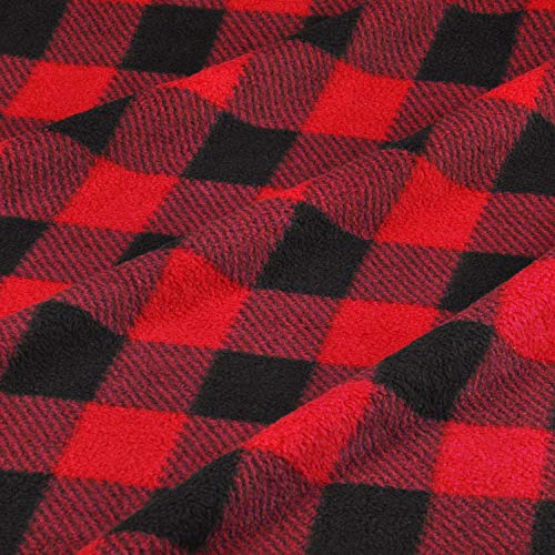 Catalonia Classy Tartan Sherpa Throw Blanket, Warm Thick Soft Winter Fluffy Plush Couch Throw, Reversible Cozy Fleece Blanket Sofa Single Bed, 150 x 130 cm Plaid Red