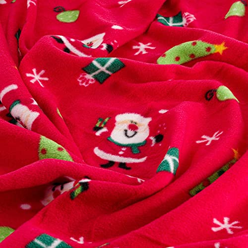 Celebright Christmas Fleece Throw - Large 50 x 60 Inch (127 x 152cm) Fluffy Microfiber Blanket Throw Over for Bed, Sofa, Couch - Plush Snuggly Cosy Winter Warmer - Santa Red Pattern
