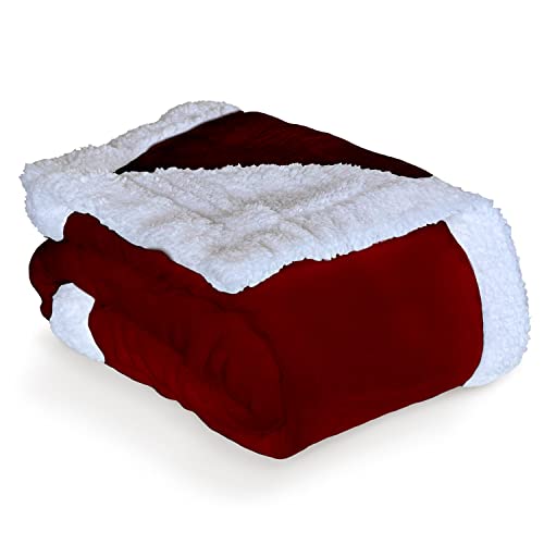 Everlasting Comfort Plush Sherpa Fleece Blanket - 2 Sided, Reversible Warm, Thick, Comfy, Soft Throw (127x165cm)