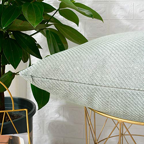 MERNETTE New Year/Christmas Decorations Chenille Soft Decorative Square Throw Pillow Cover Cushion Covers Pillowcase, Home Decor for Party/Xmas 18x18 Inch/45x45 cm, Light Green, Set of 2