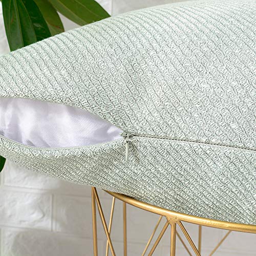 MERNETTE New Year/Christmas Decorations Chenille Soft Decorative Square Throw Pillow Cover Cushion Covers Pillowcase, Home Decor for Party/Xmas 18x18 Inch/45x45 cm, Light Green, Set of 2