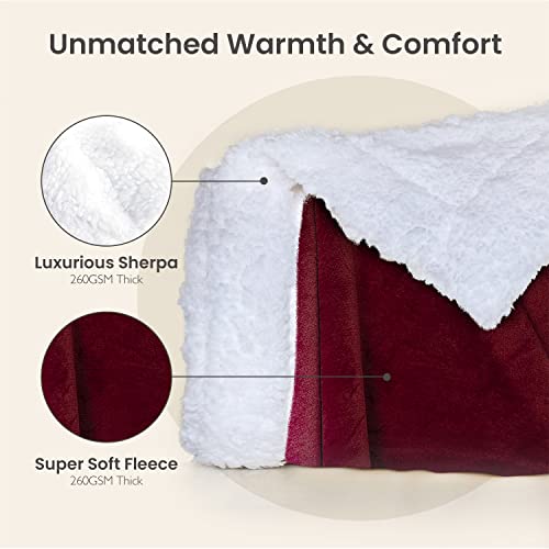 Everlasting Comfort Plush Sherpa Fleece Blanket - 2 Sided, Reversible Warm, Thick, Comfy, Soft Throw (127x165cm)