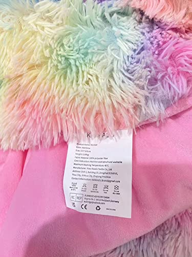 KANKAEU Blanket, Each One is The Only Rainbow Blanket, Fluffy Blanket 160x200 cm, Faux Fur Throw Blanket, Soft Warm Blanket, Wool Blanket, Sofa Blanket, Fleece Blanket, Bedspread