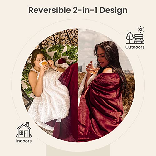 Everlasting Comfort Plush Sherpa Fleece Blanket - 2 Sided, Reversible Warm, Thick, Comfy, Soft Throw (127x165cm)