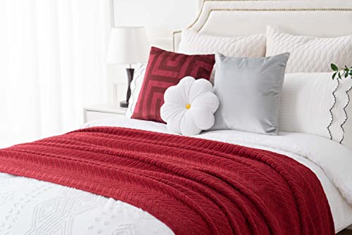Battilo Red Throw Blanket for Christmas Decor, Burgundy Knit Throw Blanket with Tassels, Soft Cozy Warm Christmas Red Blanket for Couch Chair Bed Sofa Living Room, 150cmx200cm