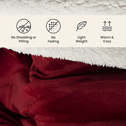 Everlasting Comfort Plush Sherpa Fleece Blanket - 2 Sided, Reversible Warm, Thick, Comfy, Soft Throw (127x165cm)