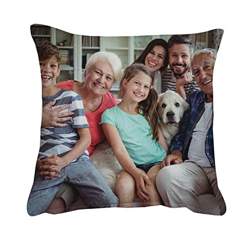 Getagift Personalised with One Photo/Multi Photo Printed Collage Linen Throw Pillow/Cushion, Memorable Gift Ideas for Family, Friends, Birthday, Special Occasion. (Linen Cushion Cover, 1 Photo)