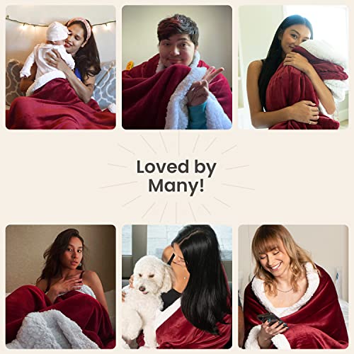 Everlasting Comfort Plush Sherpa Fleece Blanket - 2 Sided, Reversible Warm, Thick, Comfy, Soft Throw (127x165cm)
