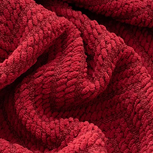 Battilo Red Throw Blanket for Christmas Decor, Burgundy Knit Throw Blanket with Tassels, Soft Cozy Warm Christmas Red Blanket for Couch Chair Bed Sofa Living Room, 150cmx200cm