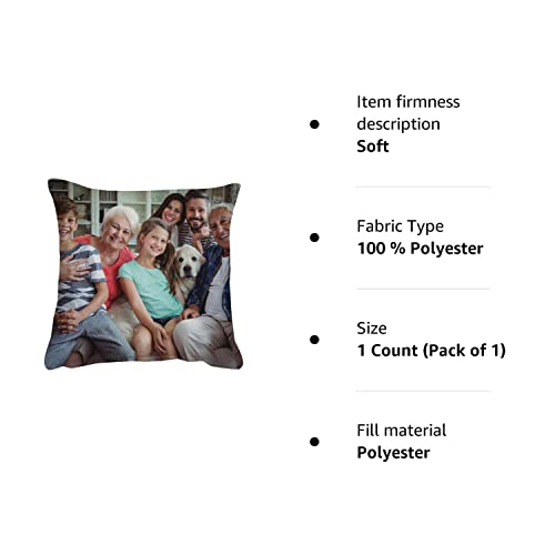 Getagift Personalised with One Photo/Multi Photo Printed Collage Linen Throw Pillow/Cushion, Memorable Gift Ideas for Family, Friends, Birthday, Special Occasion. (Linen Cushion Cover, 1 Photo)