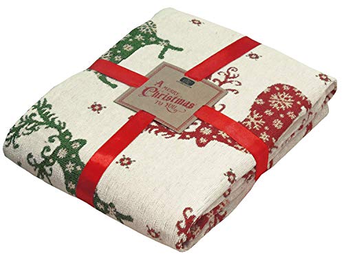 Festive Xmas Reindeer Sofa Bed Christmas Throw Blanket Cover, 127 x 152cm