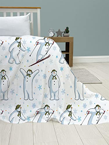 The Snowman and The Snowdog Fleece Blanket - Snowflake Design - Bed Throw Super Soft Blanket - 100% Polyester - 100 x 150cm