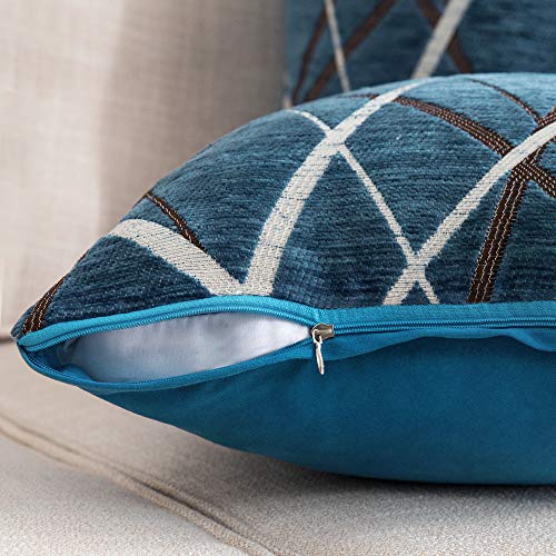 MIULEE Christmas Throw Pillow Case Cushion Covers Line Decorative Square Cushions for Sofa Pillowcases for Couch Livingroom Bed with Invisible Zipper 45cm x 45cm 18x18 Inches 2 Pieces Dark-green