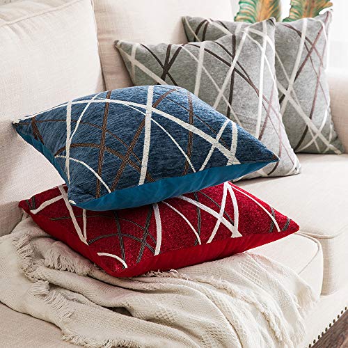 MIULEE Christmas Throw Pillow Case Cushion Covers Line Decorative Square Cushions for Sofa Pillowcases for Couch Livingroom Bed with Invisible Zipper 45cm x 45cm 18x18 Inches 2 Pieces Dark-green