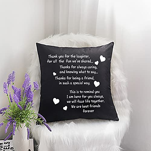Best Friends Throw Pillow Cover Friendship Gifts Thank You Gift To Best Friend Appreciation Christmas Birthday Gifts for Women Sister BFF Cushion Cover Decorative Pillowcase for Sofa Bedroom 18" x18''