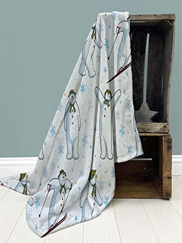 The Snowman and The Snowdog Fleece Blanket - Snowflake Design - Bed Throw Super Soft Blanket - 100% Polyester - 100 x 150cm