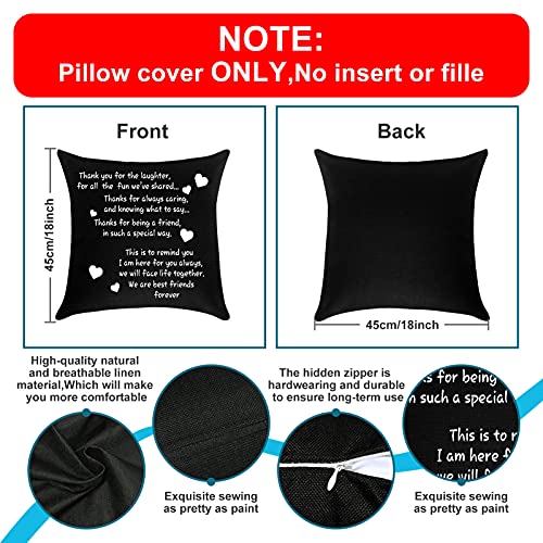 Best Friends Throw Pillow Cover Friendship Gifts Thank You Gift To Best Friend Appreciation Christmas Birthday Gifts for Women Sister BFF Cushion Cover Decorative Pillowcase for Sofa Bedroom 18" x18''