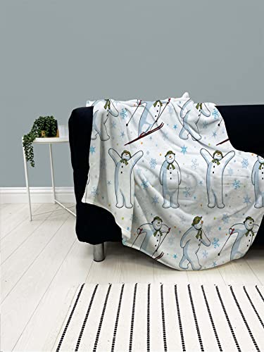 The Snowman and The Snowdog Fleece Blanket - Snowflake Design - Bed Throw Super Soft Blanket - 100% Polyester - 100 x 150cm