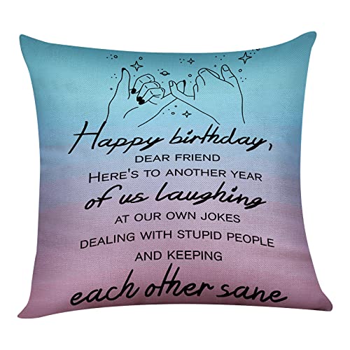 Friend Gifts for Women, Best Friend Birthday Gifts Cotton Linen Pillow Case Without Insert, Christmas Wedding Anniversary Friendship Gifts for Women-2
