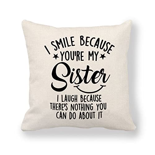 XUNLIZXY Family Member Funny Throw Pillow Cover Gift - Memorable Cushion Cover Pillowcase Presents For Mom Dad Daughter Son Granddaughter Grandson Birthday Christmas (Sister)