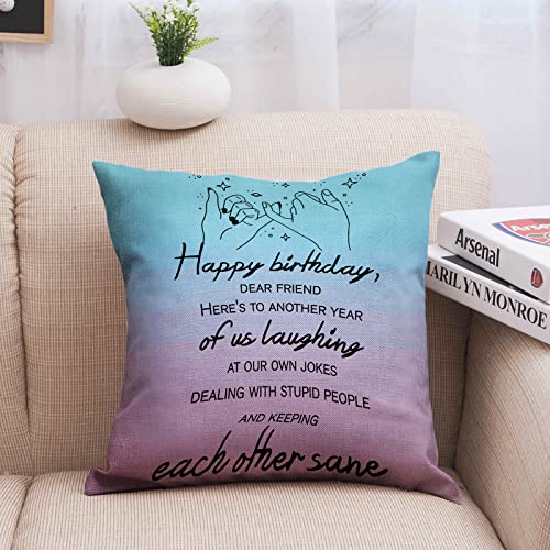 Friend Gifts for Women, Best Friend Birthday Gifts Cotton Linen Pillow Case Without Insert, Christmas Wedding Anniversary Friendship Gifts for Women-2