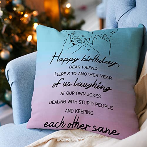 Friend Gifts for Women, Best Friend Birthday Gifts Cotton Linen Pillow Case Without Insert, Christmas Wedding Anniversary Friendship Gifts for Women-2