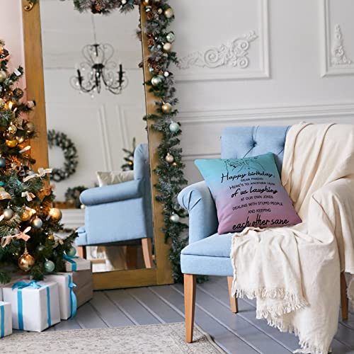 Friend Gifts for Women, Best Friend Birthday Gifts Cotton Linen Pillow Case Without Insert, Christmas Wedding Anniversary Friendship Gifts for Women-2