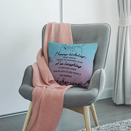 Friend Gifts for Women, Best Friend Birthday Gifts Cotton Linen Pillow Case Without Insert, Christmas Wedding Anniversary Friendship Gifts for Women-2