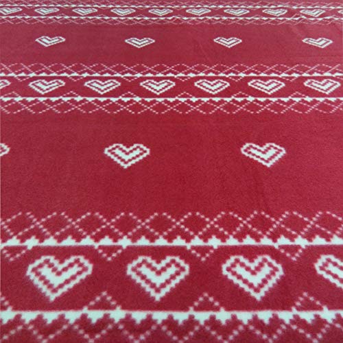 Dreamscene Nordic Heart Fleece Blanket Throw Over Large Luxury Plush Bed Bedspread, Red - 125 x 150 cm