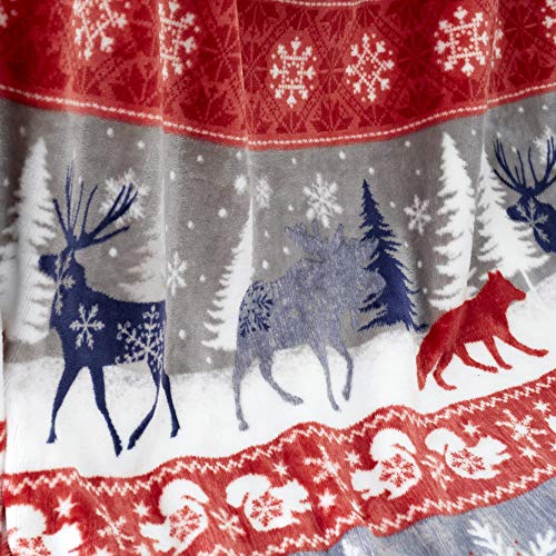 Happy Linen Company Nordic Scandi Hygge Winter Warm Red Large Faux Fur Sherpa Fleece Throw