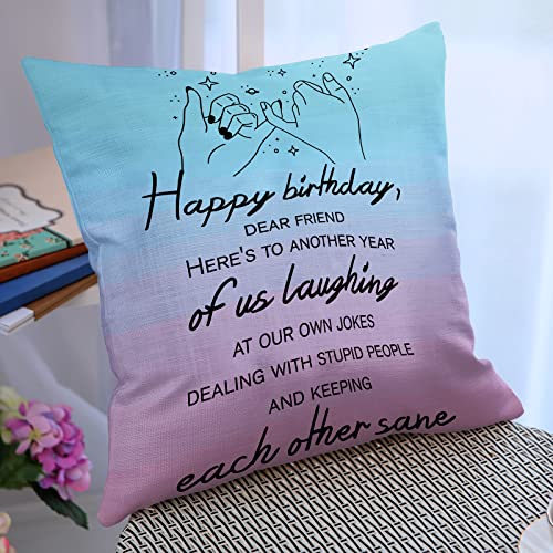 Friend Gifts for Women, Best Friend Birthday Gifts Cotton Linen Pillow Case Without Insert, Christmas Wedding Anniversary Friendship Gifts for Women-2