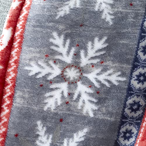 Happy Linen Company Nordic Scandi Hygge Winter Warm Red Large Faux Fur Sherpa Fleece Throw