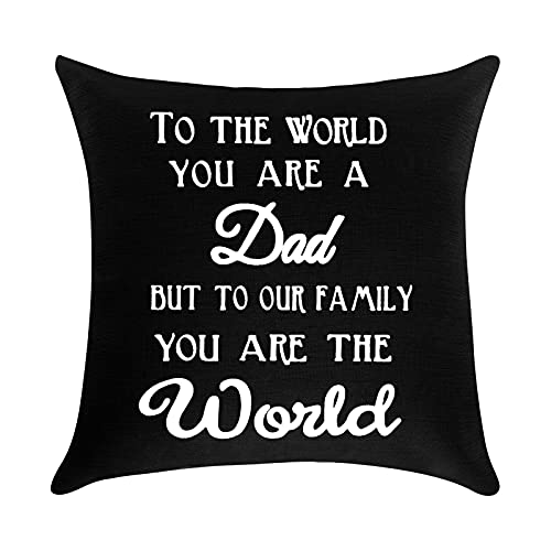 Father's Day to My Dad Gifts Farmhouse Cushion Cover Pillow Covers Christmas Birthday Gifts for Dad from Daughter Son Daddy Gift Decorative Square Pillow Case Pillowcase for Sofa Bedroom 18" x 18"