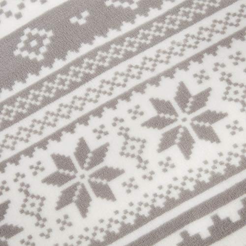 Dreamscene Large Sherpa Flannel Fleece Blanket Faux Fur Soft Warm Throw Over - Nordic Silver Grey White, 150 x 180cm