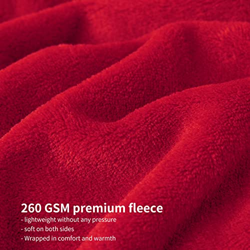 Aisbo Fleece Blanket Throw Red - Versatile King Size Warm Throw Blanket Fluffy for Sofa and Couch, Soft Cozy Bed Solid Flannel Blanket Extra Large, 230x270cm