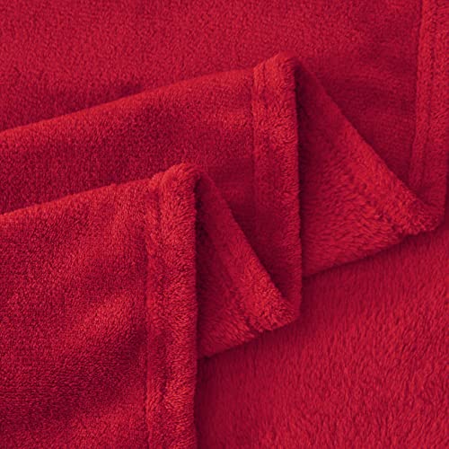 Aisbo Fleece Blanket Throw Red - Versatile King Size Warm Throw Blanket Fluffy for Sofa and Couch, Soft Cozy Bed Solid Flannel Blanket Extra Large, 230x270cm