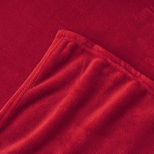 Aisbo Fleece Blanket Throw Red - Versatile King Size Warm Throw Blanket Fluffy for Sofa and Couch, Soft Cozy Bed Solid Flannel Blanket Extra Large, 230x270cm